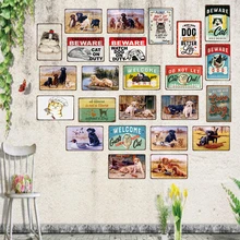 Остерегайтесь Cat дежурного ретро животное знак металлическая брошь с животным, жестяная вывеска Винтаж пластины для стены в стиле ретро домашний декор 30X20 см DU-2735