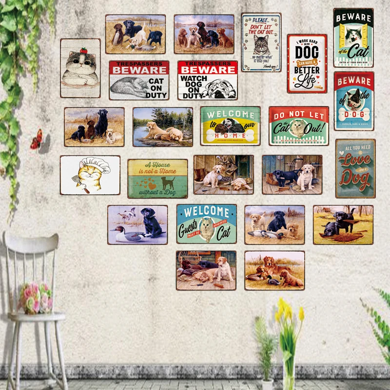 

Beware Cat on Duty Retro Pet Sign Metal Animal Tin Sign Vintage Plates For Wall Art Retro Home Decor 30X20CM DU-2735