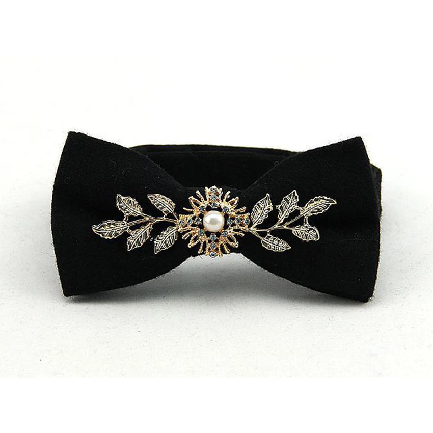 

New wool bow tie fashion metal leaves mens ties Groom's shirt accessories necktie butterfly gravata wedding Bowtie Free shipping