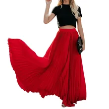 Женские однотонные плиссированные юбки с высокой талией, облегающие свободные богемные длинные юбки JL