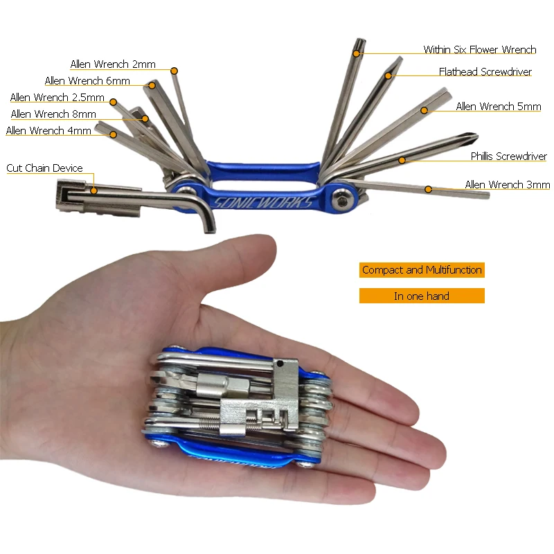 11 в 1 Многофункциональный Инструменты для ремонта велосипеда комплект Портативный Сталь Гаечные ключи MTB дорожный велосипед PRO