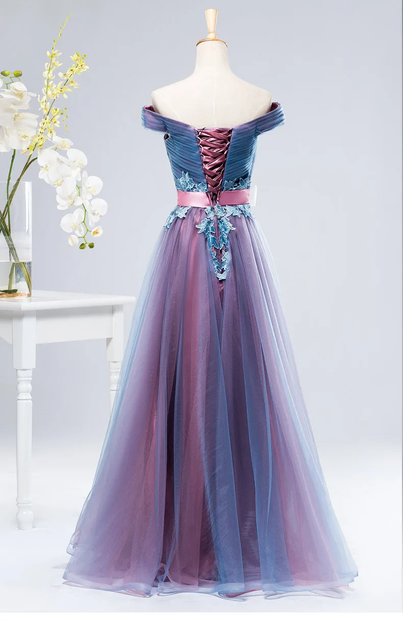 Темно-синие и розовые платья невесты контраст Тюль дешевые фрейлина Праздничное платье леди формальные ZB031