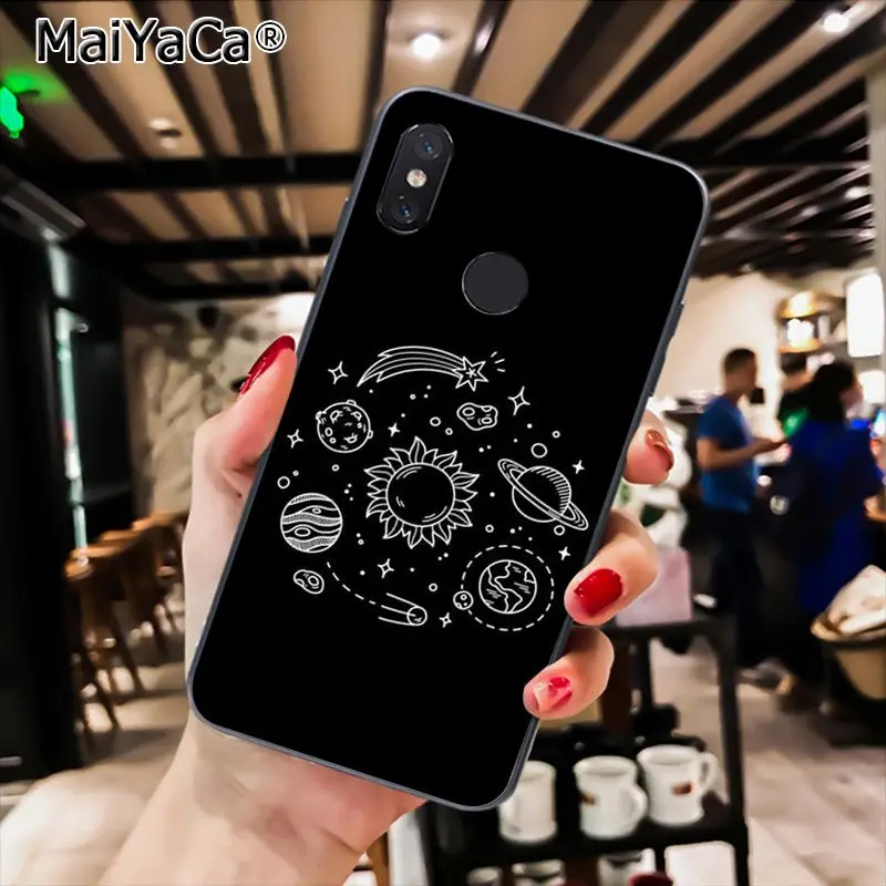 MaiYaCa черный с белой Луной и звездами космический астронавт PhoneCase для Xiaomi Redmi8 4X 6A S2 7A 6A Redmi 5 5Plus Note5 7 Note8Pro - Цвет: A12