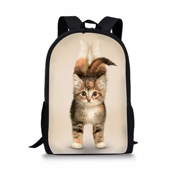 

THIKIN Lovely 3D Animal Cat Print Schoolbag for Kids Light Teen Girl School Bag Primary Children Backpack Mochila Escolar Custom