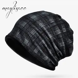 Maylisacc 4 цвета плед унисекс осень-зима теплая вязаная шапка Skullies шапочки шляпу для Для мужчин Для женщин Кепка для занятий спортом на