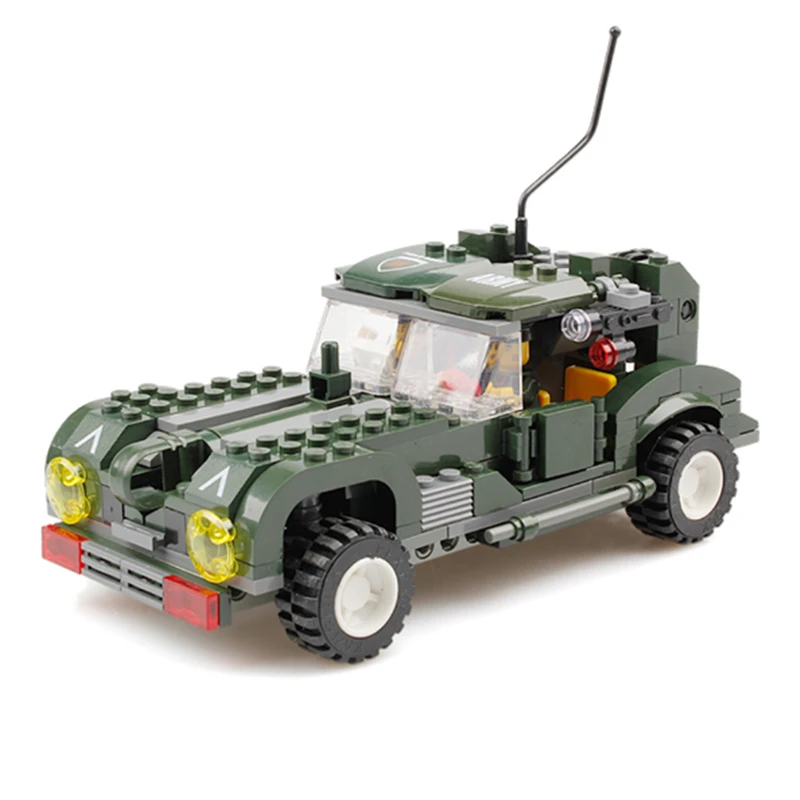 KAZI Military War Building Blocks Classic Army Vehicle DIY Construction Building Toys for Kid Bricks Compatible with lego 