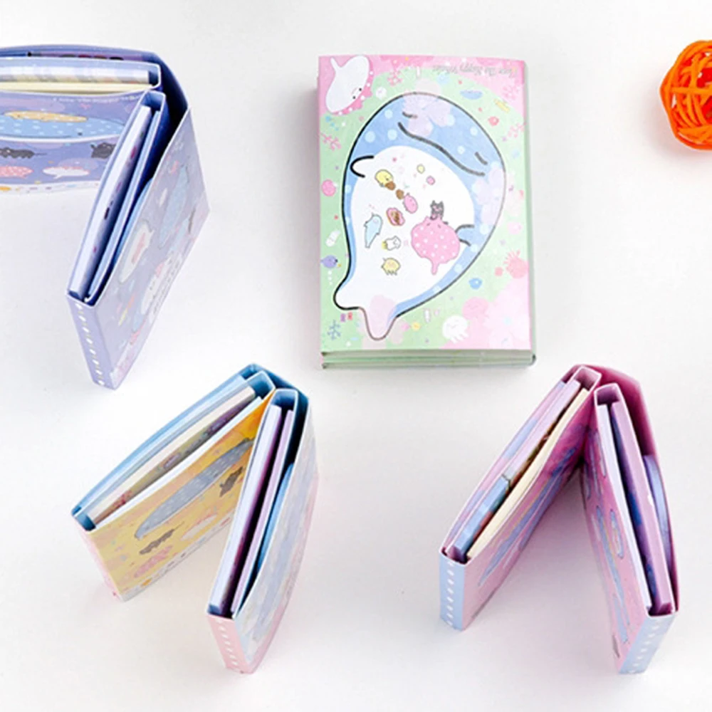 Kawaii Whale Fish 6 Folding Memo Pad Sticky Notes Paper Craft Bookmark Stationery School Office Supply Notepads