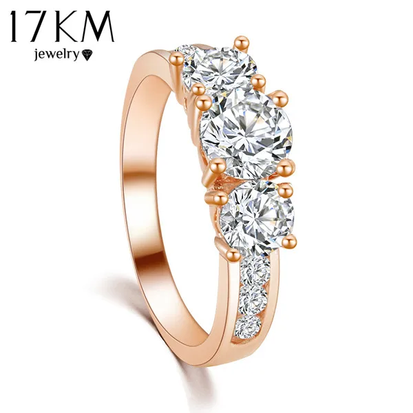17KM New hot Fashion Luxury High quality Gold Color Crystal Ring Engagement jewelry Wholesale for women 2016