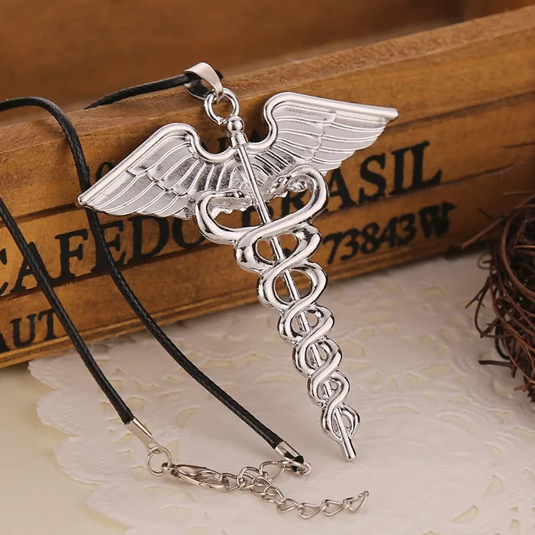 Перси ожерелье Джексон Угол Крылья змея Ouroboros волшебная палочка Caduceus Asclepius кулон новая аварийная медицинская бижутерия оптом