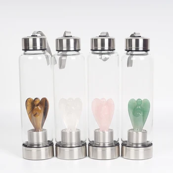 

New Product All Kinds Of Natural Quartz Gemstone Crystal Glass Elixir Water Bottle Point With Crystal Wand Healing