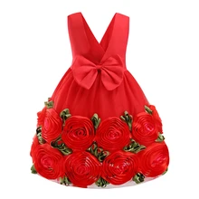 Великолепные детские праздничные вечерние платья-пачки из тюля, детские платья принцессы для девочек, вечернее платье с открытой спиной для малышей, платье с бантом и розой, 8 лет