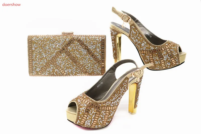 

doershow Italian Shoes And Bag Sets High Quality Matching Bag And Shoes For Evening Party Lady Shoes And Bag with stones TN1-10