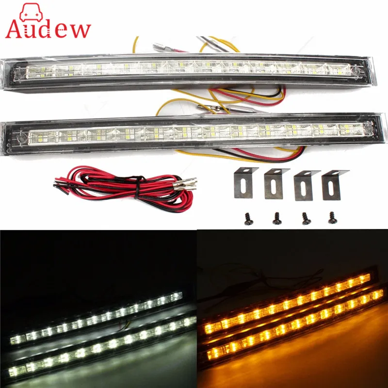 2X 12 LED White Amber License Plate/Backup Lights Daytime Running DRL