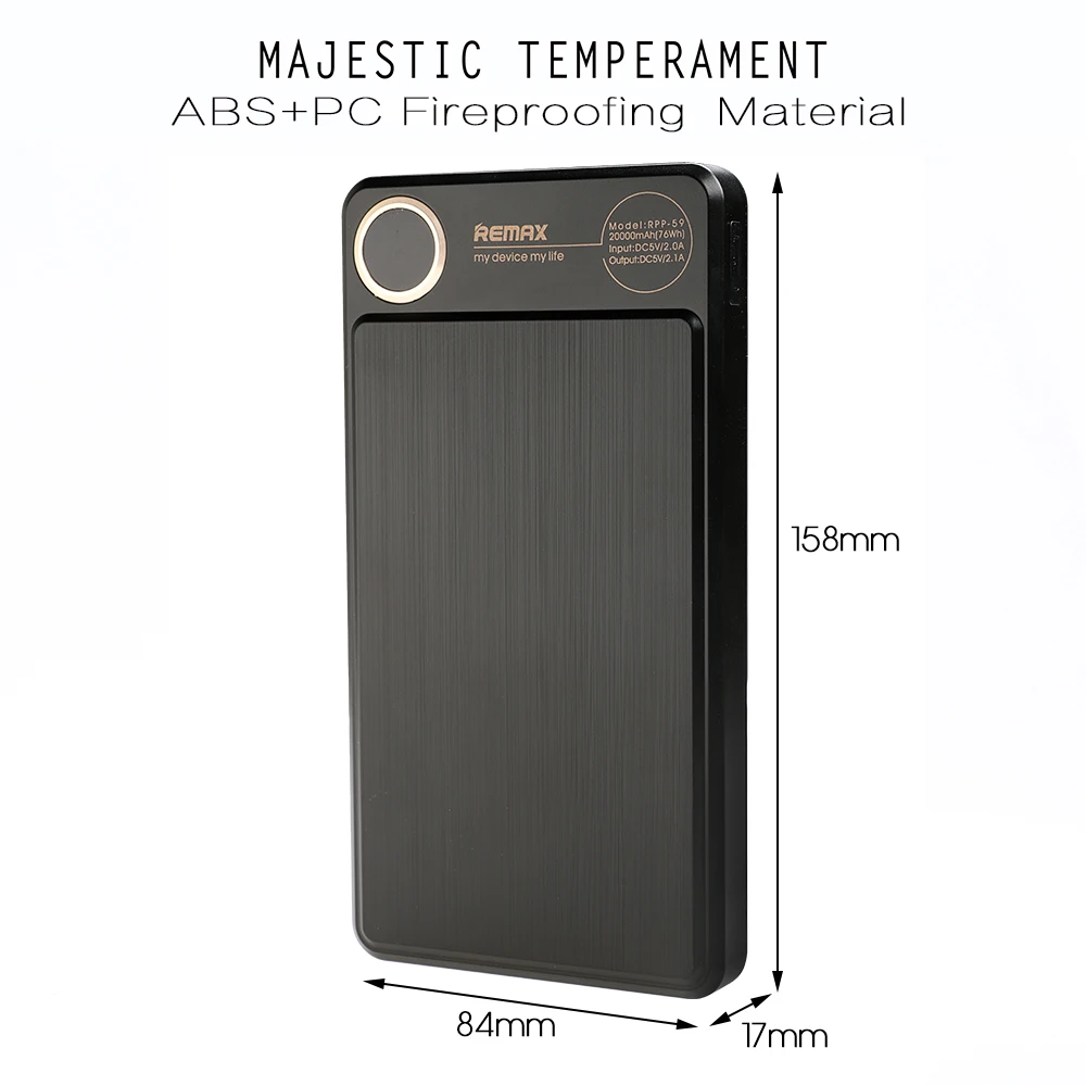 REMAX RPP-59 Power bank 20000mAh Dual USB Fast Polymer battery External Battery Charger Mobile Phone Portable Charging Powerbank REMAX RPP-59 Power bank 20000mAh Dual USB Fast Polymer battery External Battery Charger Mobile Phone Portable Charging Powerbank