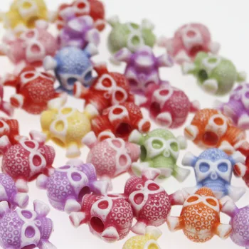 

CHONGAI 50Pcs Acrylic Skull Beads Big Hole Beads Ring Spacer For Jewelry Making 17mm
