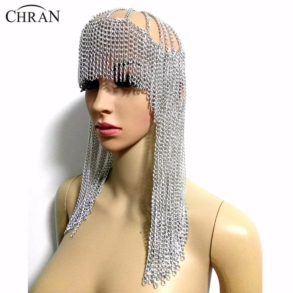 Chran новая сексуальная Роскошная модная женская Панк многослойная металлическая цепочка на голову, ювелирное изделие, повязка на голову, украшение для волос CRBJ806
