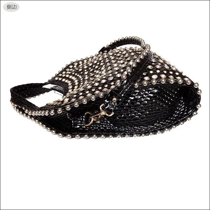patente moda strass bolsa ombro feminino grande