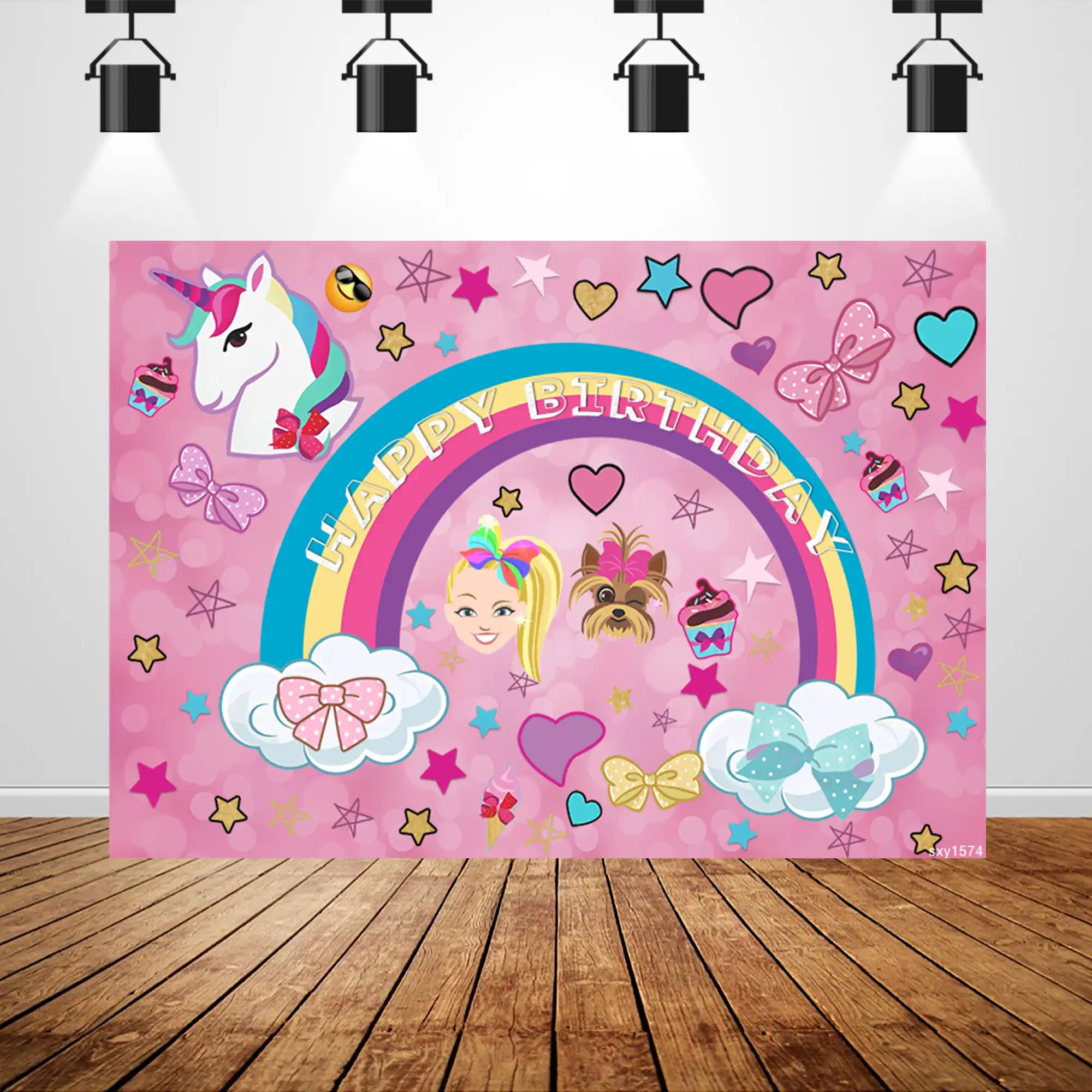 Sxy1574 Rainbows Photocall Unicorn Baby Shower 1st Birthday
