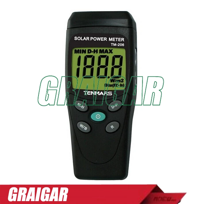 Tenmars TM-206 BTU Solar Power Meter W/M2 Radiation Energy Cell Sensor Tester Tenmars TM-206 BTU Solar Power Meter W/M2 Radiation Energy Cell Sensor Tester