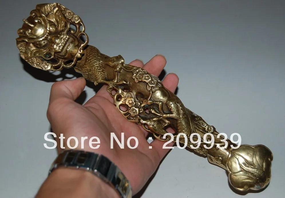 

00791 Chinese Brass Ruyi scepter&Dragon magpie plum&NR (A0321)