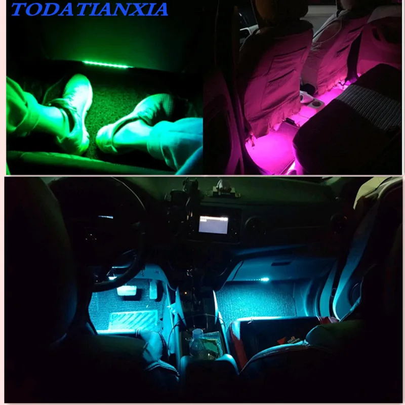

4pcs /Set 2018 hot car music atmosphere lights LED lights for audi q3 honda accord hyundai santa fe peugeot 2008 Accessories