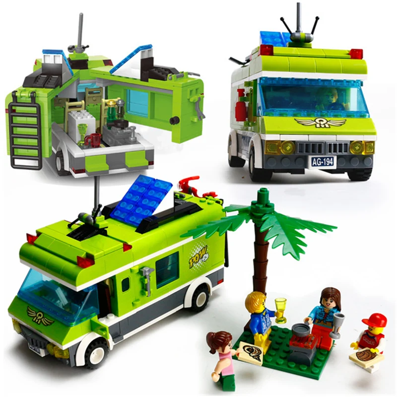 

ENLIGHTEN City Pleasant Trip Car Outing Bus Car Building Blocks Sets Bricks Model Kids Toys Compatible Legoings Friends