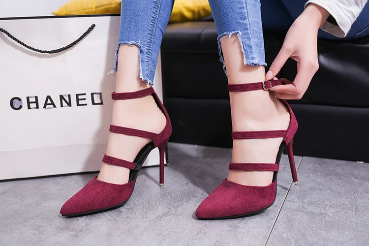 Zapatos mujer Tacon Schoenen/Новое поступление г. Высокие туфли из Pu искусственной кожи на тонком каблуке женские туфли-лодочки женские туфли с Т-образным ремешком, с острым носком, 10 см