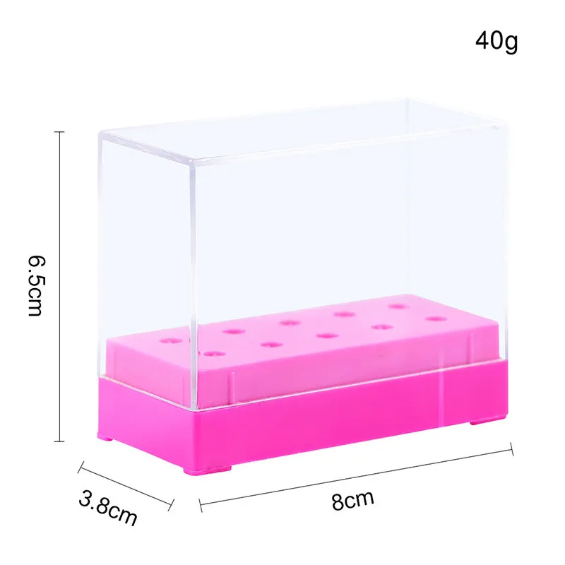 7/10 отверстий, акриловая коробка для хранения сверл для ногтей, пустая подставка, дисплей, контейнер, фрезерный станок, дизайн ногтей, маникюр