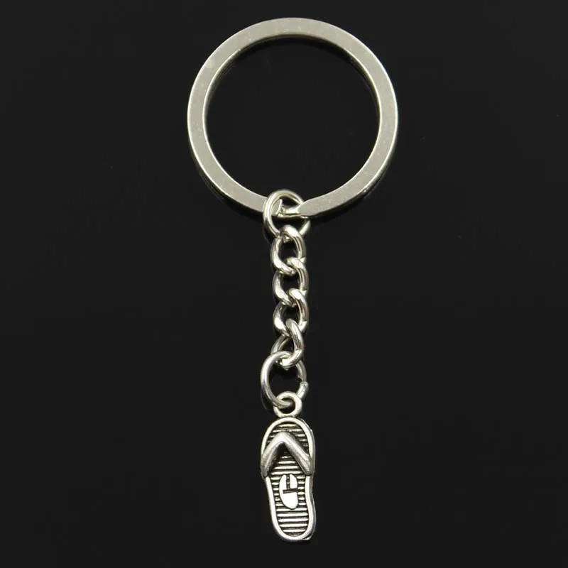 

Fashion flip flops slipper shoe 21x8mm Pendant 30mm Key Ring Metal Chain Silver Men Car Gift Souvenirs Keychain Dropshipping