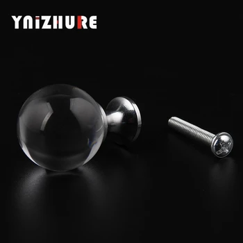 YNIZHURE 25mm Transparent Smooth Crystal Glass MINI Small Handle Furniture Jewelry Box Knob Drawer Cabinets Furniture Kitchen