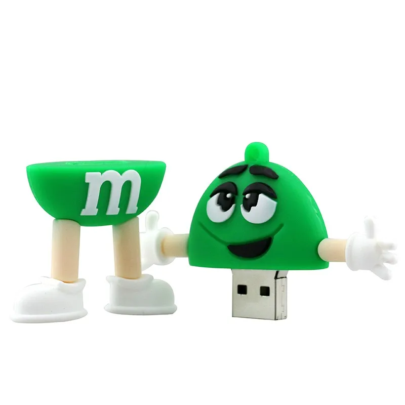 Милый мультяшный usb-накопитель M& M Rainbow Bean, 4 ГБ, 8 ГБ, 16 ГБ, 32 ГБ, 64 ГБ, флеш-накопитель USB 2,0, флеш-карта памяти, 6 цветов на выбор