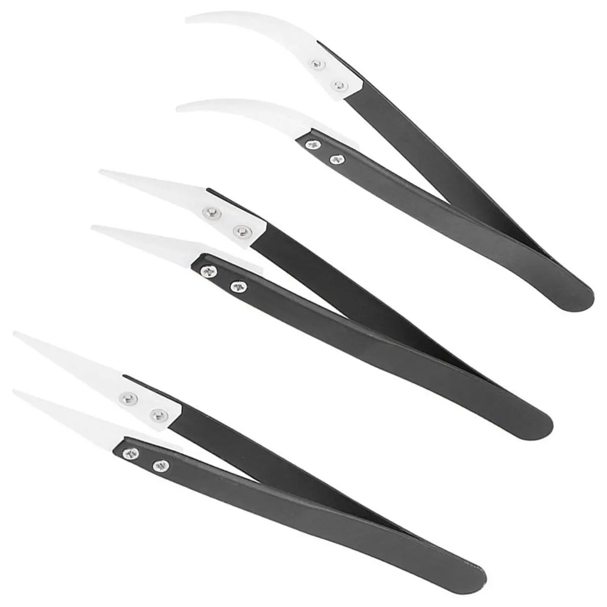 

3Pcs Tweezer Set, Antistatic Ceramic Tips Tweezers Precision Insulates Steed Stainlesl Heat Resistant Multifunction Hand Tool