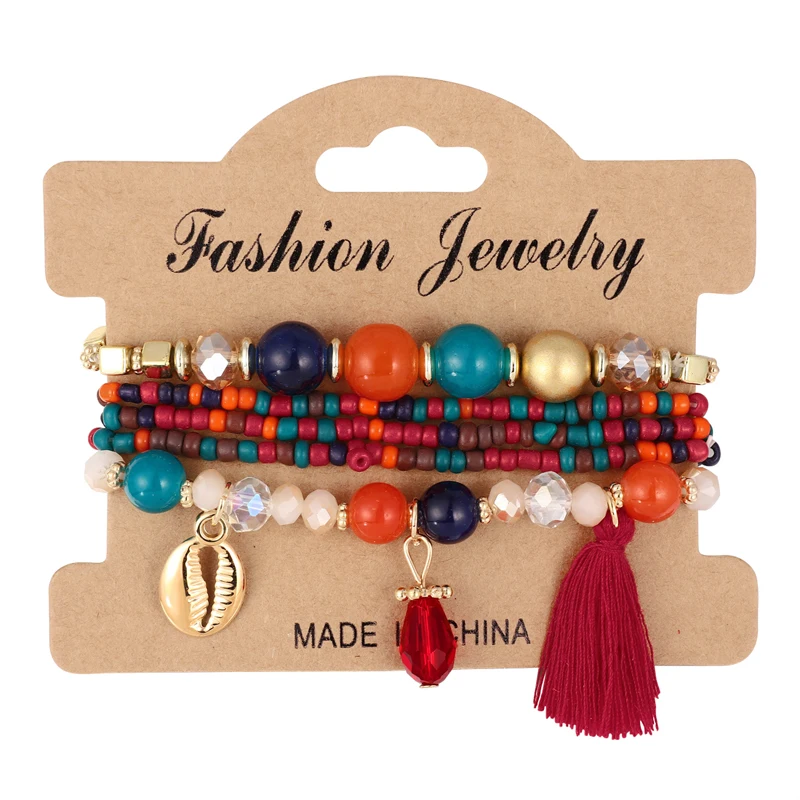 

Hesiod Multilayer Adjustable Beads Bracelet Tassel Shell Bangle & Bracelet for Women Bohemia Jewelry