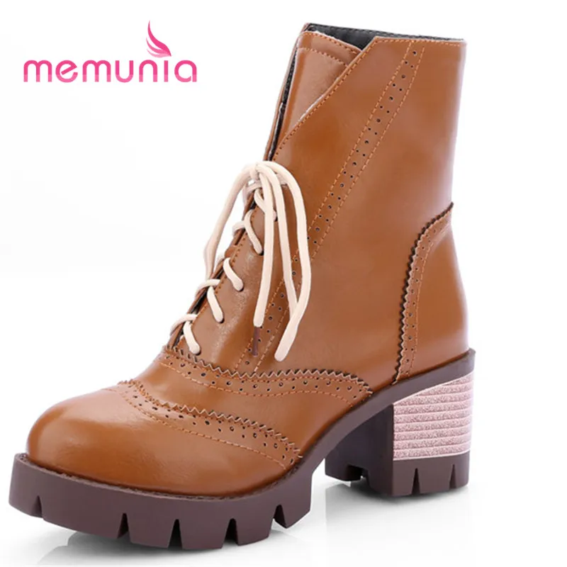 

MEMUNIA big size 34-43 winter boots female cross tied platform women boots sexy high heels fashion boots new 2018 ankle boots