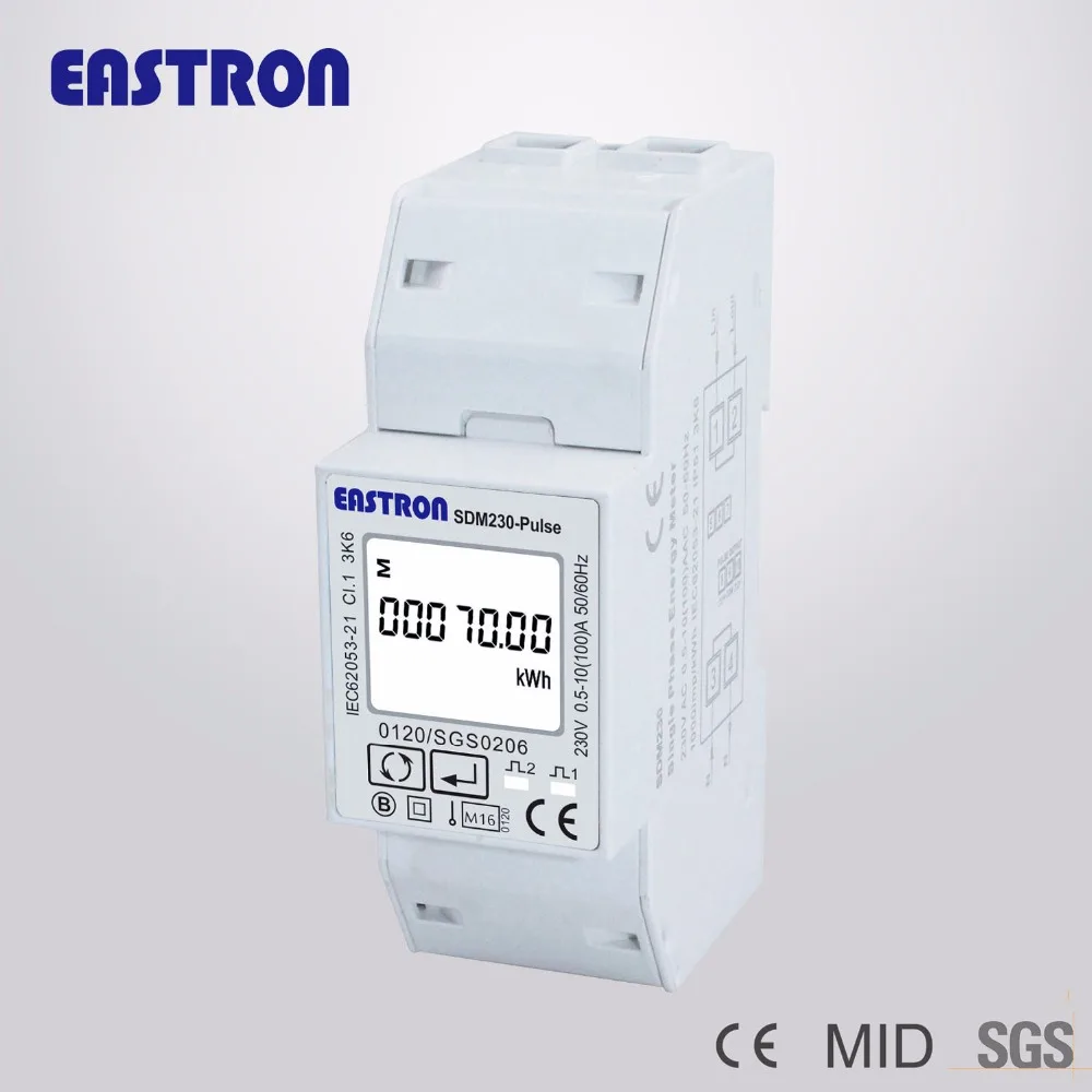 

SDM230-Pulse CE 100A Single phase din rail energy meter watt-hour kwh meter, PV solar power meter NON MID