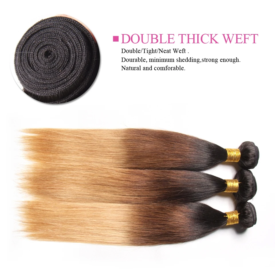 Brazilian blond straight ombre hair bundles t1b427(33) remy ombre human hair extensons 10bundles wholesale price ombre blonde 
