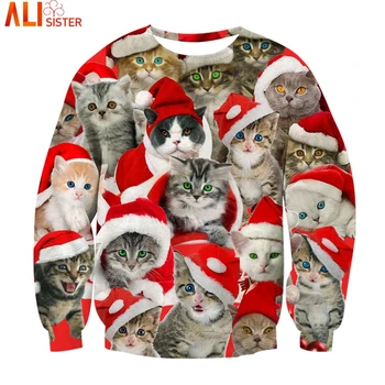 

Alisister Many Cats Hoodies Sweatshirt 2020 Christmas 3d Sweatshirts Kitten Print Pullover EUR Size Harajuku Hooded Unisex Tops