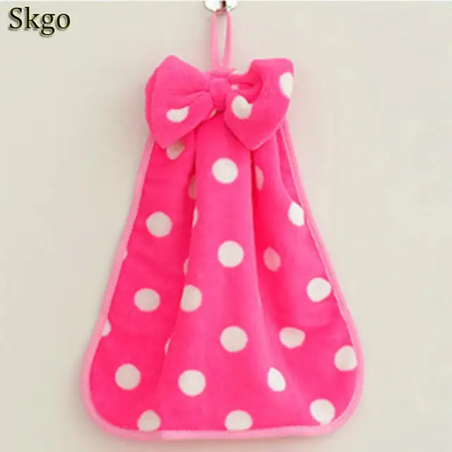 Kitchen Towel Bow knot Hanging Hand Towels Coral Velvet Absorbent Lint