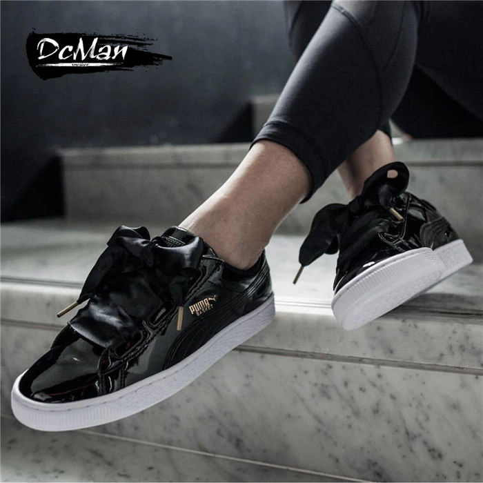 2018 Оригинал PUMA Basket Heart Patent Для женщин кроссовки замшевые Атлас бадминтон обувь