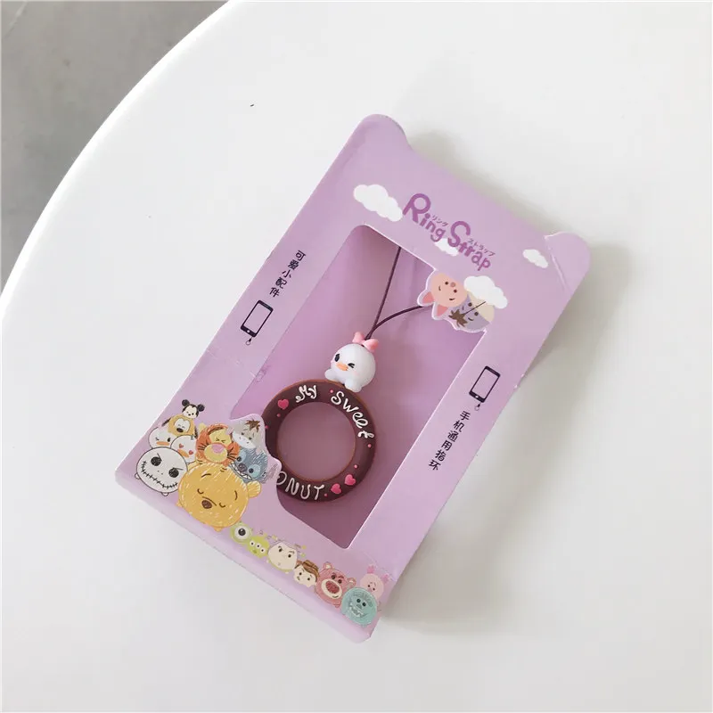 Милый мультяшный силиконовый ремешок для мобильного телефона с подвеской для девочек Микки и Минни, розовый кольцевой ремешок для iPhone, huawei, смартфона - Цвет: 6