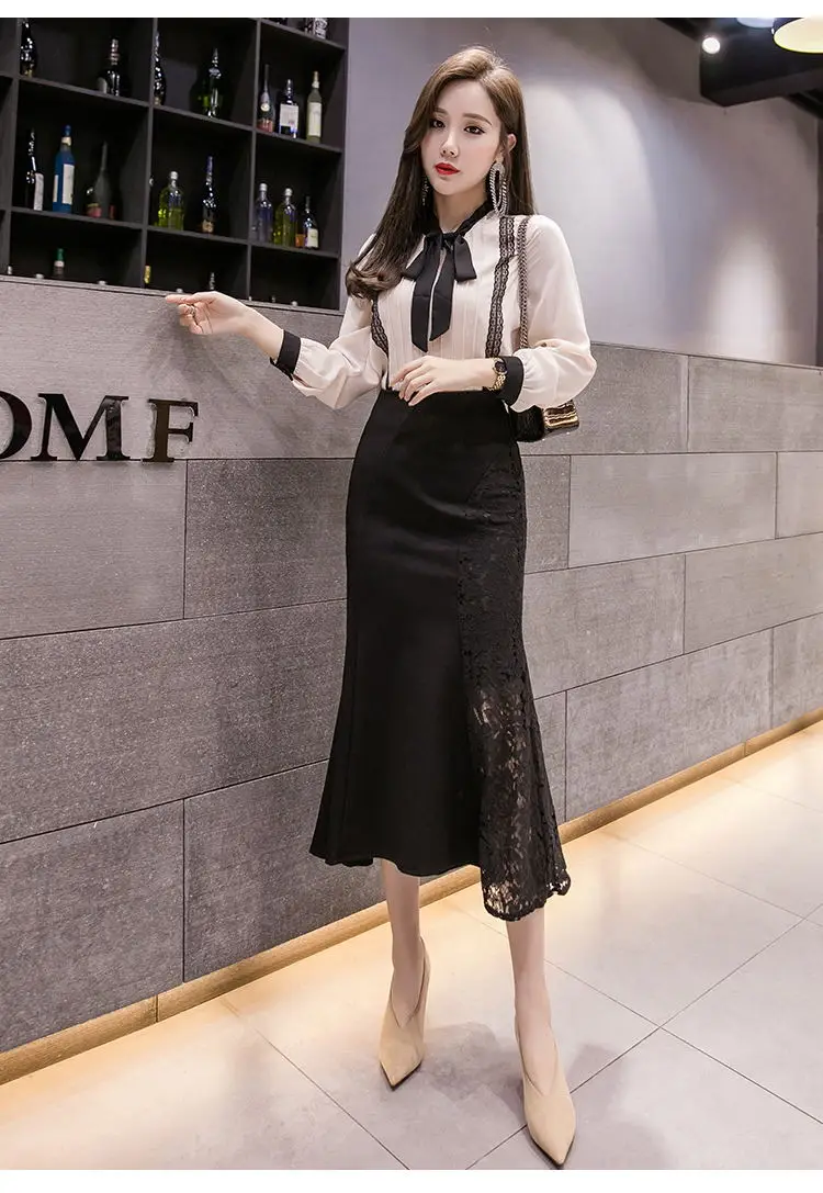 Plus Size Lace Skirt Women New Korean Fashion High waist Long Mermaid Skirts Stretch Slim Elegant Pencil Skirts