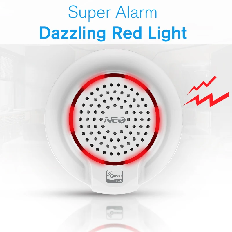 NEO Coolcam NAS-AB01Z Smart Home Z-Wave Plus Siren Alarm Sensor Compatible with Z-wave 300 series and 500 series Home Automation