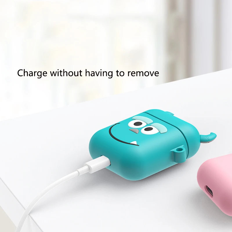 For Apple Airpods Case Soft Silicone Cover Cute Cartoon Bluetooth Earphone Protective Case Bag for Air pods 2 Key Ring Strap