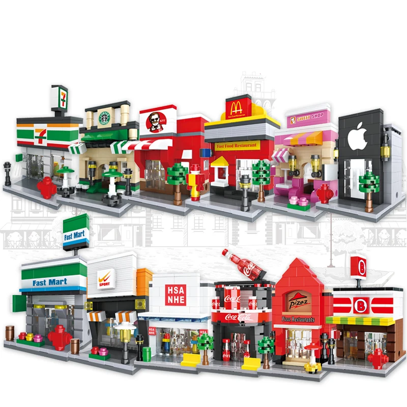 

Festival gifts Educational toys Creative Mini Street Miniature splicing building Blocks Compatibled with Legoings