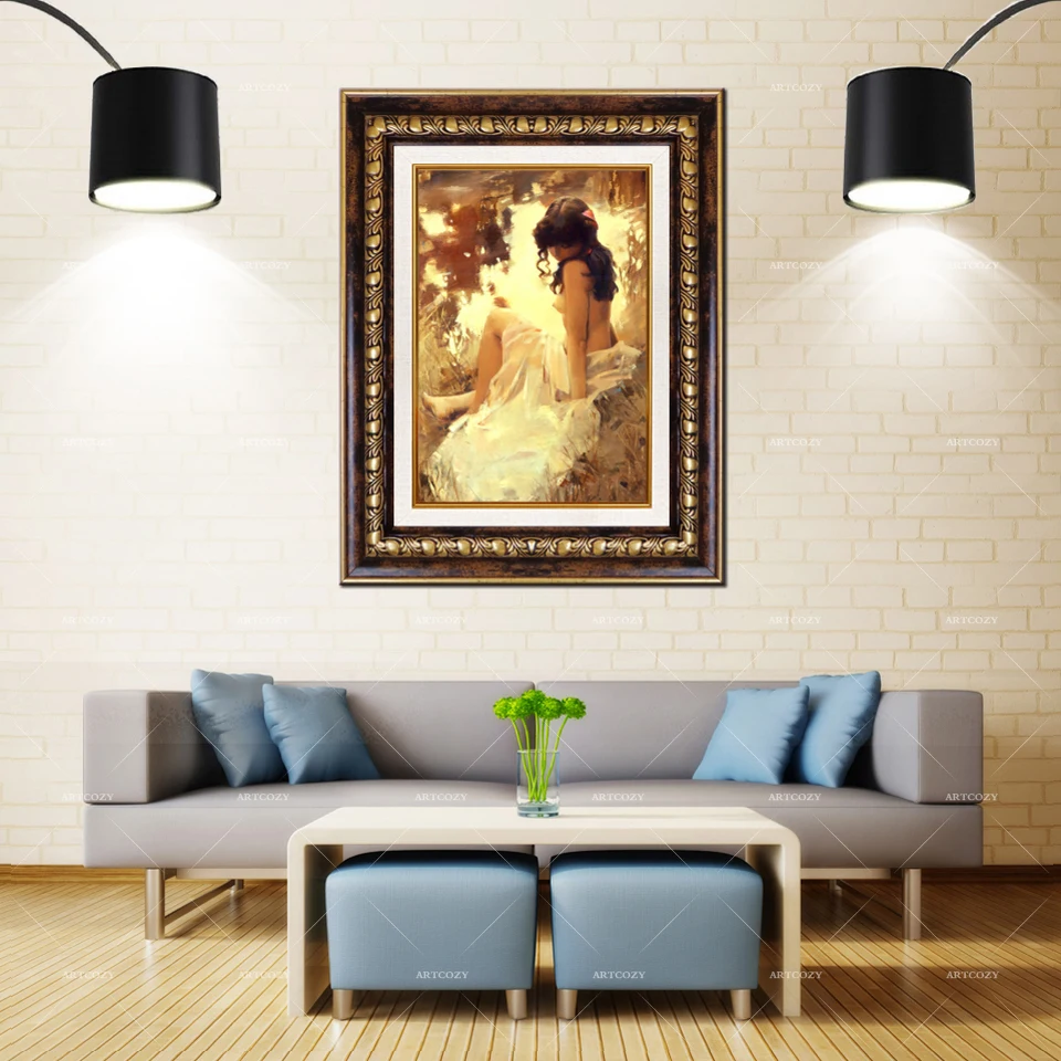 Artcozy الذهبي الإطار المستخلص العراة الاستحمام في لوحات للماء قماش اللوحة Artcozy الذهبي الإطار المستخلص العراة الاستحمام في لوحات للماء قماش اللوحة