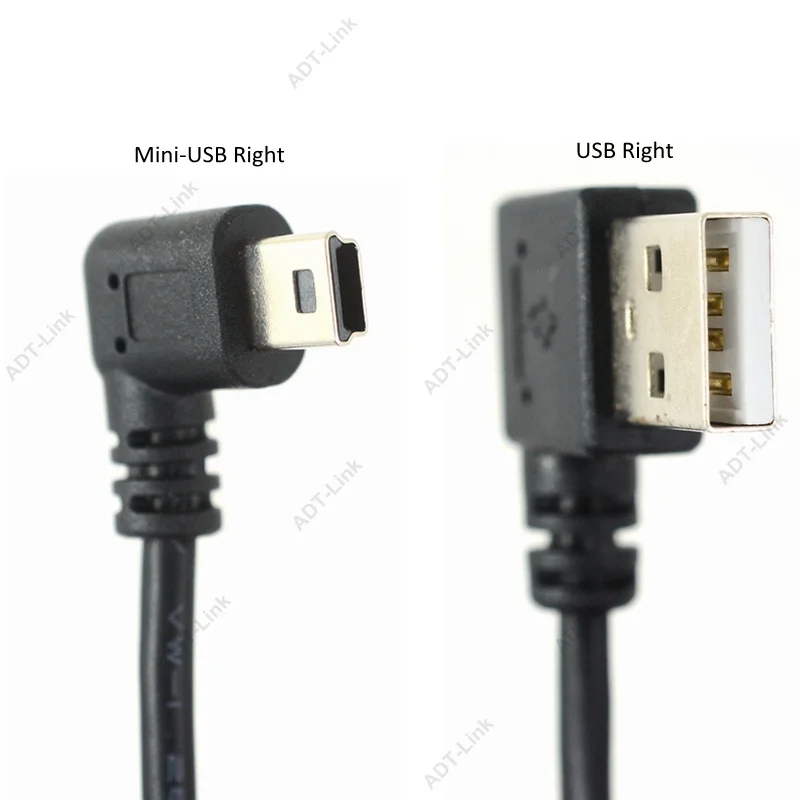 Мини-usb кабель для передачи данных 10 дюймов 90 градусов USB под прямым углом никелированный короткий USB 2,0-A-Male-4Pin под прямым углом Mini-B-5Pin 25 см