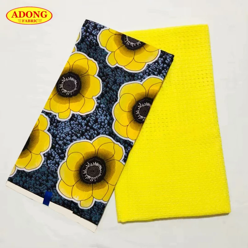 

Special African wax lace sets African wax prints fabric 3.5 yards with 2.5 yards Swiss voile lace fabric 100% Cotton for Dress