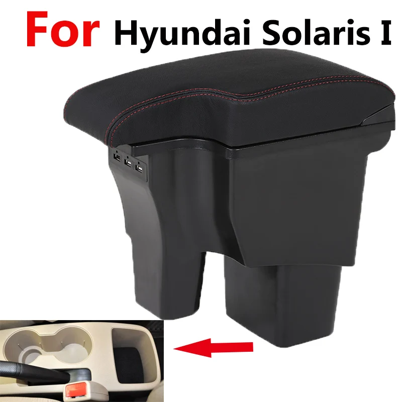 

for Hyundai Solaris I armrest box universal car center console caja modification accessories double raised with USB