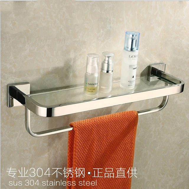 american 304 stainless steel chrome bathroom glass shelf with towel bar polished cosmetic holder shelf bathroom - Bathroom Accessories Glass Shelf american 304 stainless steel chrome bathroom glass shelf with towel bar polished cosmetic holder shelf bathroom - Bathroom Accessories Glass Shelf