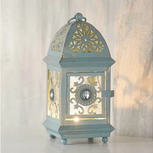 Zakka Marroqui Faroles De Hierro Titulares De Vela De Cristal De